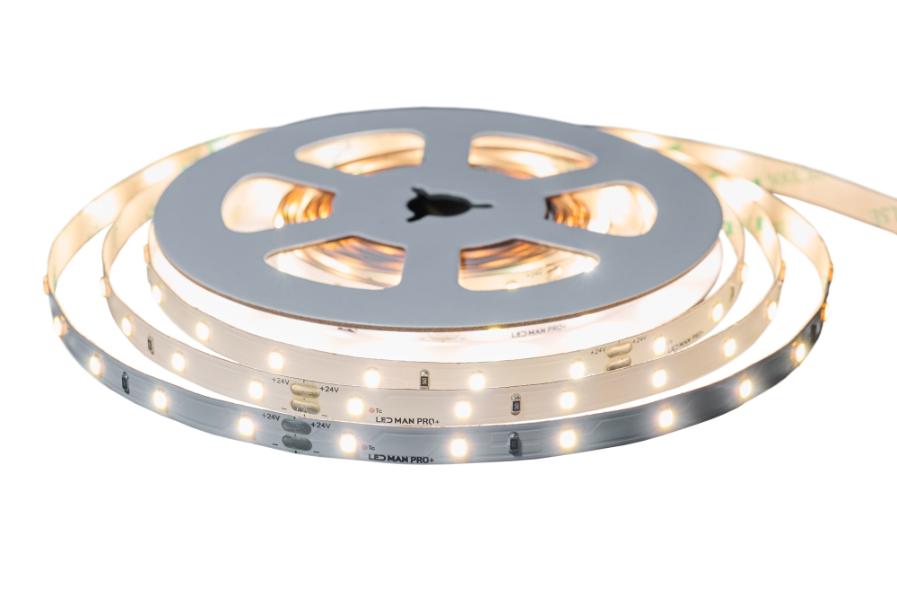 LED MAN, 2835 Лента св/д PRO+, 4.3вт/м, 48д/м, 24В, 4000K, 3М 9495, 3Oz, 8мм, (5м/кат)