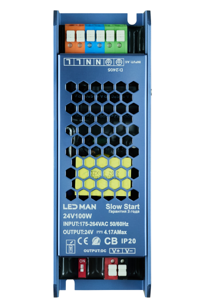 LED MAN, Блок питания, 100Вт 24В, SLOW START