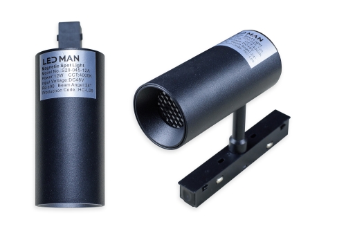 LED MAN, MAGNETIC Spot Light, 12W, 3000K, D=45mm*L100mm, Черный