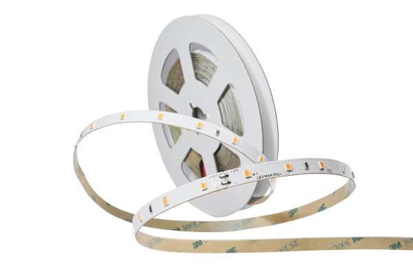 LED MAN, 2835 Лента св/д PRO+, 4.3вт/м, 48д/м, 24В, 1900K, 3М 9495, 3Oz, 8мм, 5м/кат