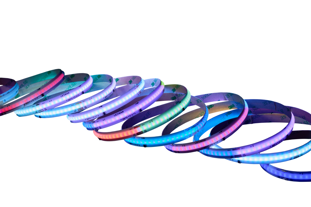 Светодиодная лента, многоцветная, COB RGB SPI, 12W