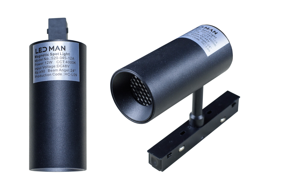 LED MAN, MAGNETIC Spot Light, 12W, 4000K, D=45mm*L100mm, Черный