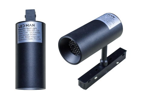 LED MAN, MAGNETIC Spot Light, 12W, 4000K, D=45mm*L100mm, Черный