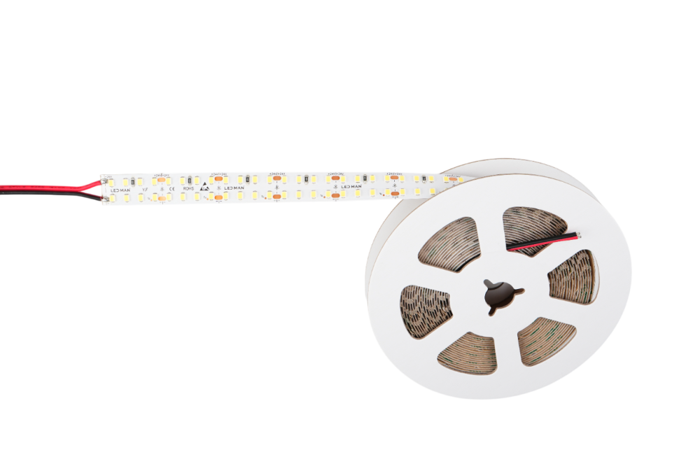 LED MAN, 2835 Лента св/д OPTIMAL, 26вт/м, 288д/м, 24В, 4000K, 3М 9495, 2Oz, 10мм, 5м/кат (двухрядная)