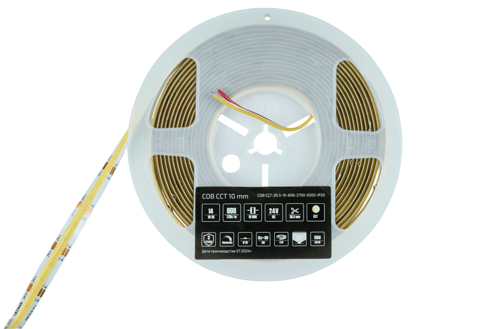 Светодиодная лента, одноцветная, COB CCT, 14W, 2700-6500K