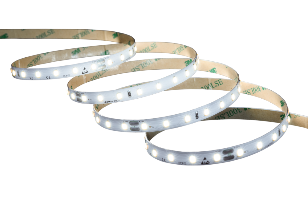 LED MAN, 2835 Лента св/д PRO+, 8вт/м, 80д/м, 24В, 4000K, 3М 9495, 3Oz, 8мм, 5м/кат