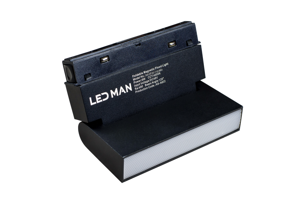 LED MAN, MAGNETIC Foldable Flood Light, 6W, 3000K, 112mm, Черный