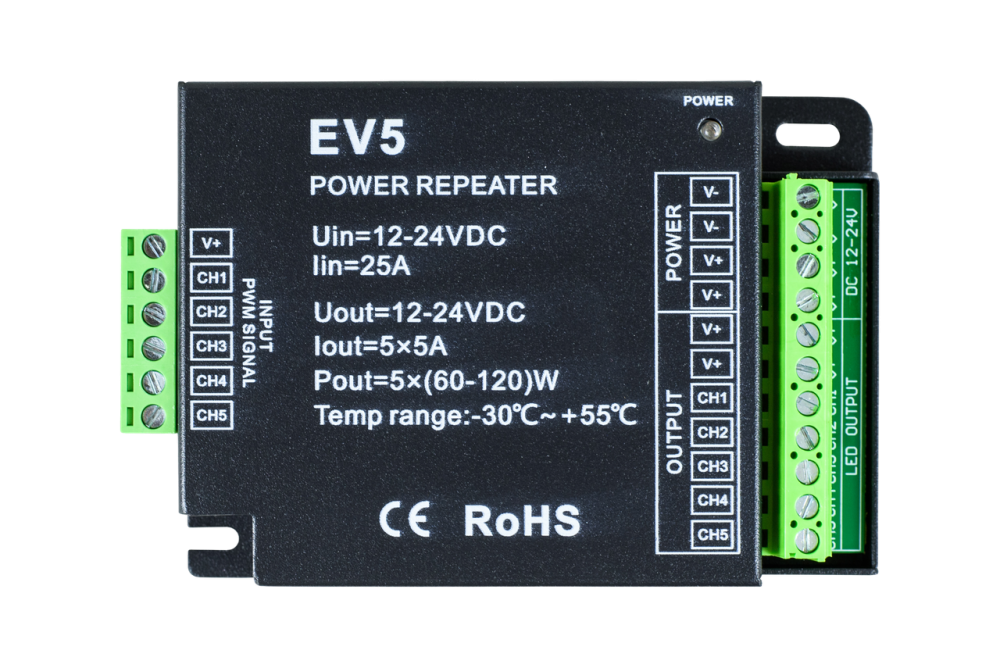 Усилитель EV5, 25A, 5-ти канальный 5*5A
