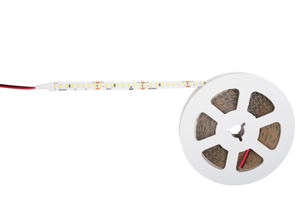 LED MAN, 2835 Лента св/д OPTIMAL, 15вт/м, 160д/м, 24В, 2700K, 3М 9495, 2Oz, 10мм, 5м/кат