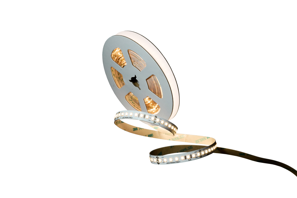 LED MAN, 2835 Лента св/д PRO+ POWER OPTIONAL, 19.6(10+14.4)вт/м, 160д/м, 24В, 4000K, 3М 9495, 10мм, 5м/кат