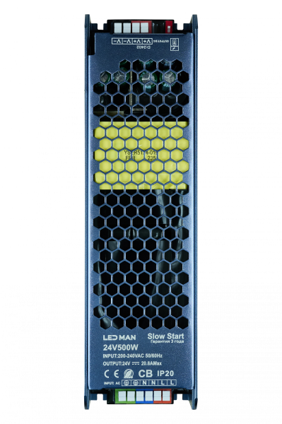 Блок питания, SLOW START, 500W, 24V